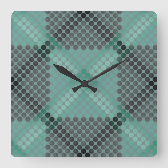 Opake und grüne Kreise oder Kugeln, zur Bildung vo Quadratische Wanduhr (Vorderseite)
