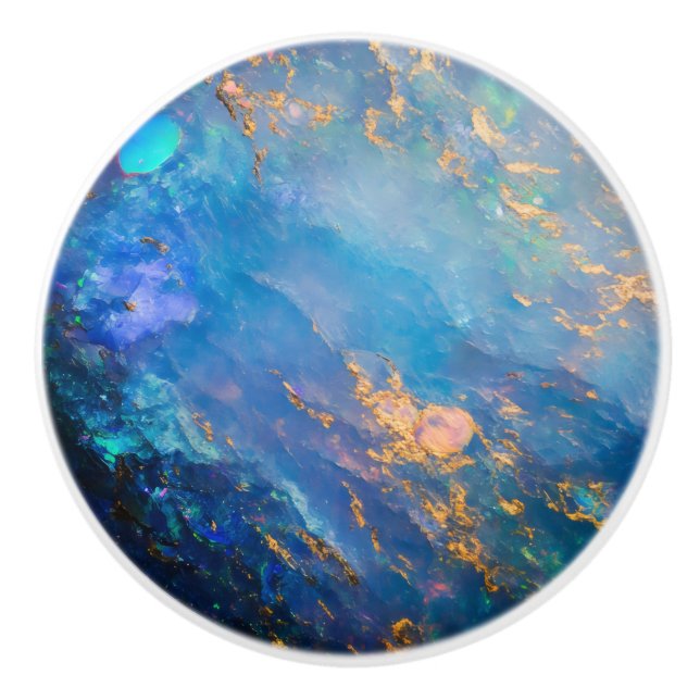 Opal Blue Gem Muster Keramikknauf (Vorderseite)