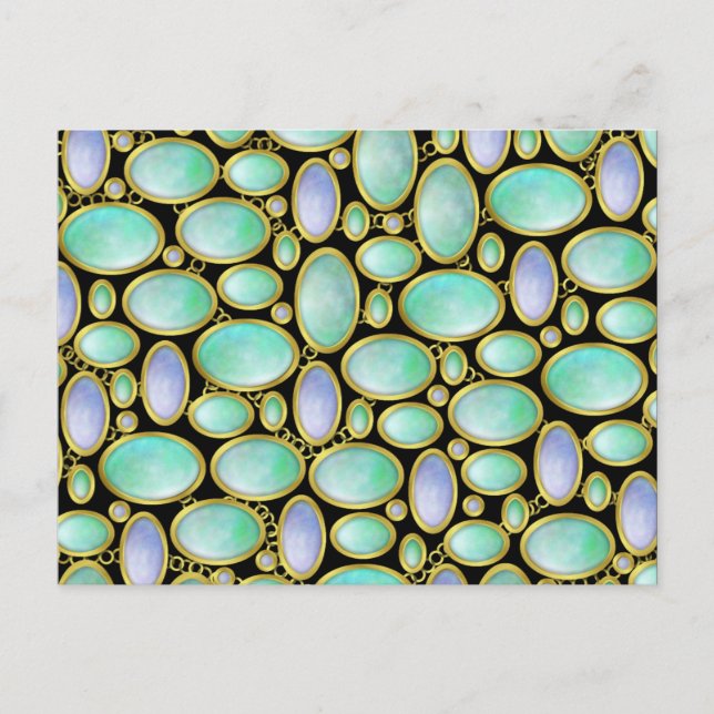 Opal Brooch Gem Gemstone Türkismuster Postkarte (Vorderseite)