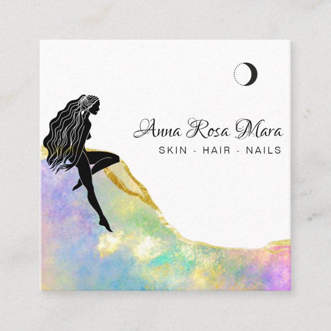 *~* Opal Crystal Woman Gold Glutter QR Quadratische Visitenkarte (Vorderseite)