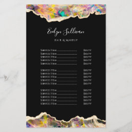 Opal Design auf der schwarzen Preisliste Flyer