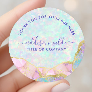 Opal-Edelstein Pastell Geschäft Danke Runder Aufkleber