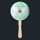OPAL Foto Wedding Program Fächer<br><div class="desc">Opal Theme mit Couple Foto Wedding Program Handfans ist der perfekte Weg, um Ihrem Hochzeitstag eine besondere Touch hinzuzufügen. Diese wunderschönen Fans zeigen ein elegantes Opal-Thema und werden zusammen mit allen wichtigen Informationen mit Fotos des glücklichen Paares gedruckt. Der Handventilator des Programms macht es den Gästen leicht, alle Details behalten...</div>