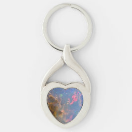 Opal gedrehter Heart Metal Schlüsselanhänger