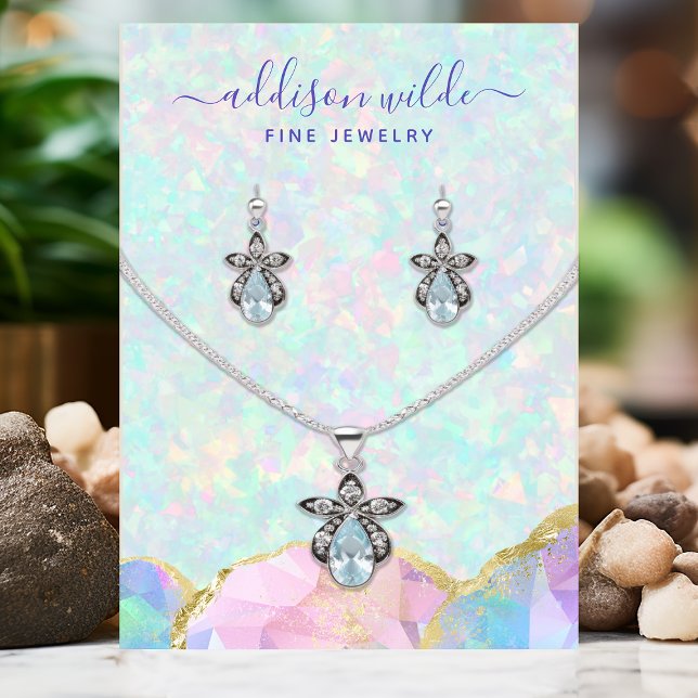 Opal Gemstone Pastel Necklace Earring Display Card Visitenkarte (Von Creator hochgeladen)