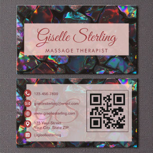 Opal Gemstone QR-Code für Black Massage Therapeut Visitenkarte