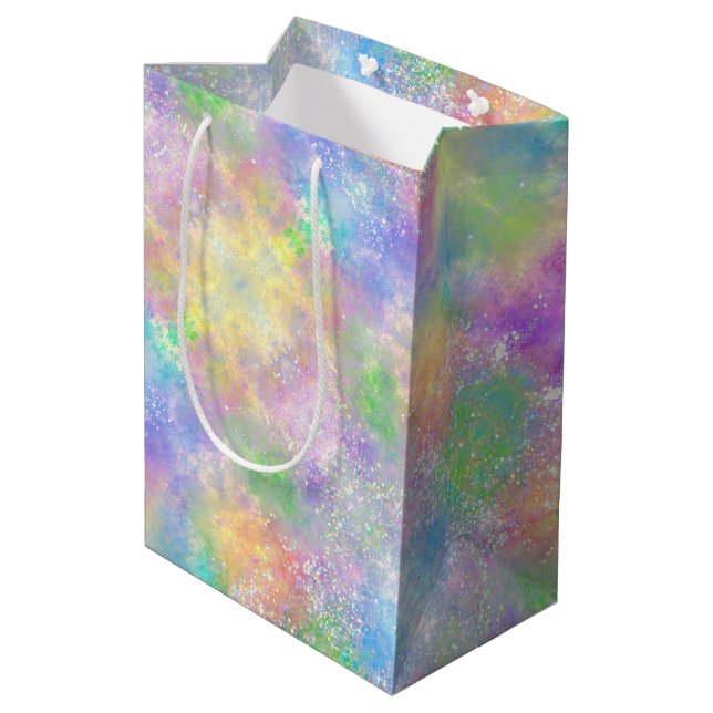 Opal Glitzer Rainbow Mittlere Geschenktüte (Rückseite Schrägansicht)