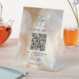 Opal Gold Google Bewertungen Geschäft Link QR Code Sockelschild