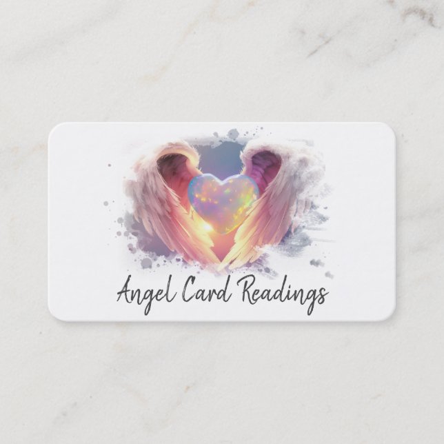*~* Opal Heart Angel Wings AP78 Blue QR Visitenkarte (Vorderseite)
