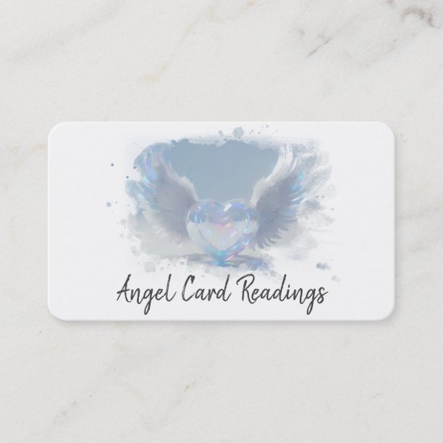 *~* Opal Heart Angel Wings AP78 SOFT BLUE QR Visitenkarte (Vorderseite)