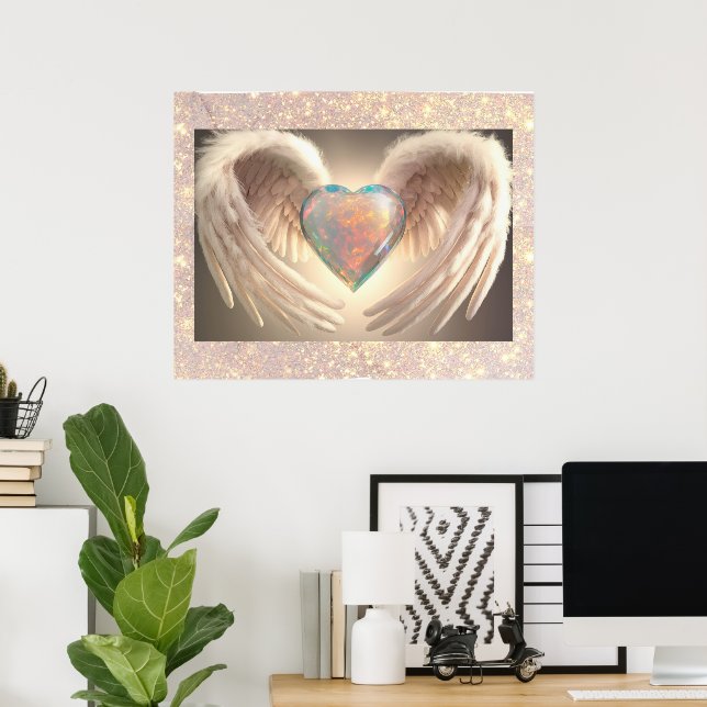 *~*~ Opal Heart Angel Wings Feather AP78 Poster (Heimbüro)