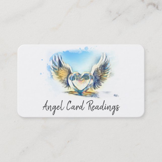 *~* Opal Heart Gold Angel Wings AP78 QR Sky Blue Visitenkarte (Vorderseite)