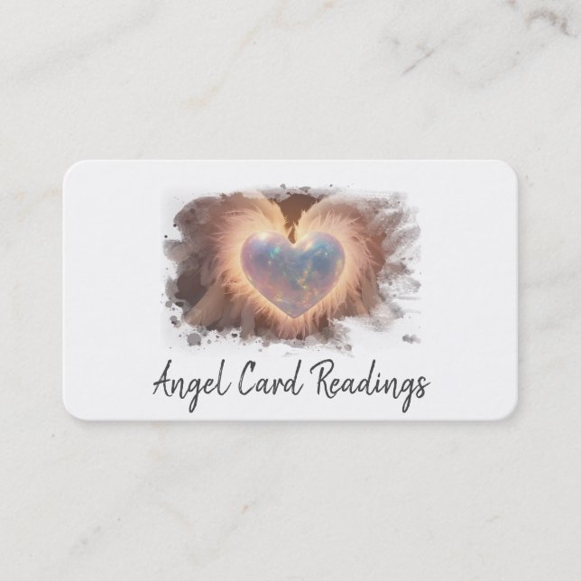 *~* Opal Heart Gold QR Angel Wings AP78 WHITE Visitenkarte (Vorderseite)