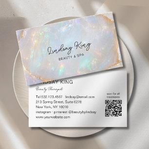 Opal Holografische Marmor Salon QR Code Terminkarte