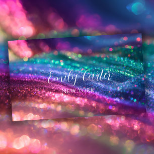 Opal Holografischer Glitter Girly Neonfarben  Visitenkarte
