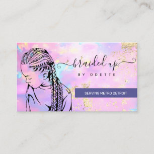 Opal Holographic Hair Braider Stylist Braid Salon Visitenkarte