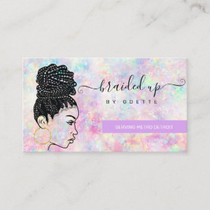 Opal Holographic Hair Braiding Braider Stylist Bus Visitenkarte