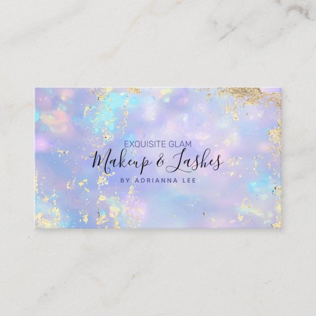 Opal Holographic MUA Beauty Salon Makeup Artist Visitenkarte (Vorderseite)