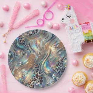 Opal Leopard Print Papier Teller Posh Glam