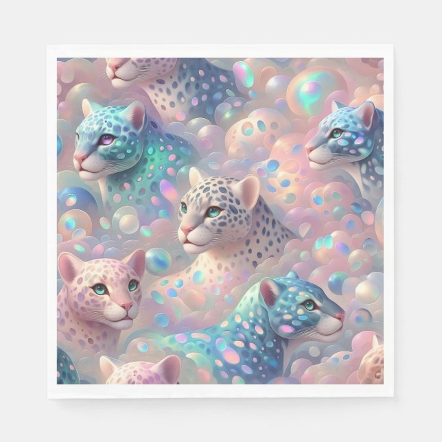 Opal Leopardenprint Luxus Servietten (Vorderseite)