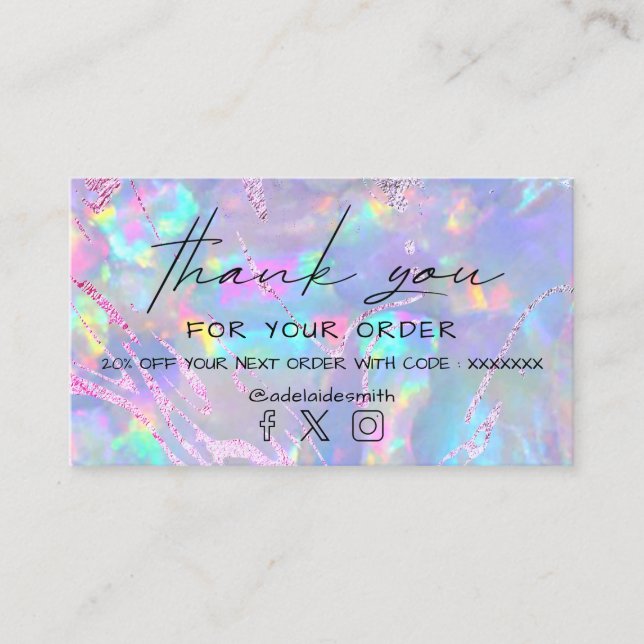 Opal lila Folie danke Visitenkarte (Vorderseite)