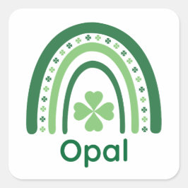 Opal Name Clover Boho Rainbow Quadratischer Aufkleber