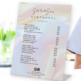 Opal Price List Holographic Luxury Elegante Salon Sockelschild