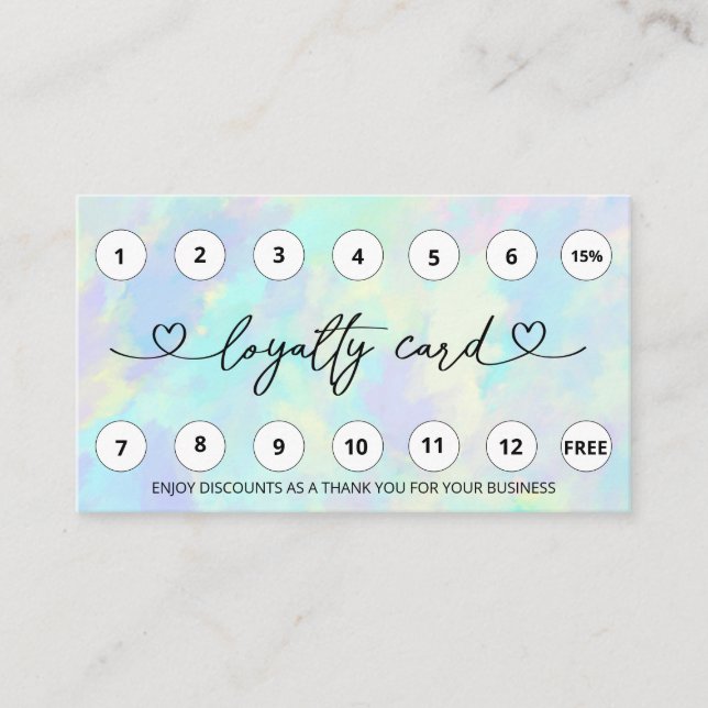 *~* Opal Rainbow Herz QR LOGO Prämien Vielen Dank  Treuekarte (Vorderseite)
