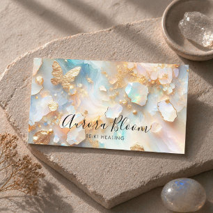 Opal Schmetterling Mondstein Reiki Heiler Visitenkarte