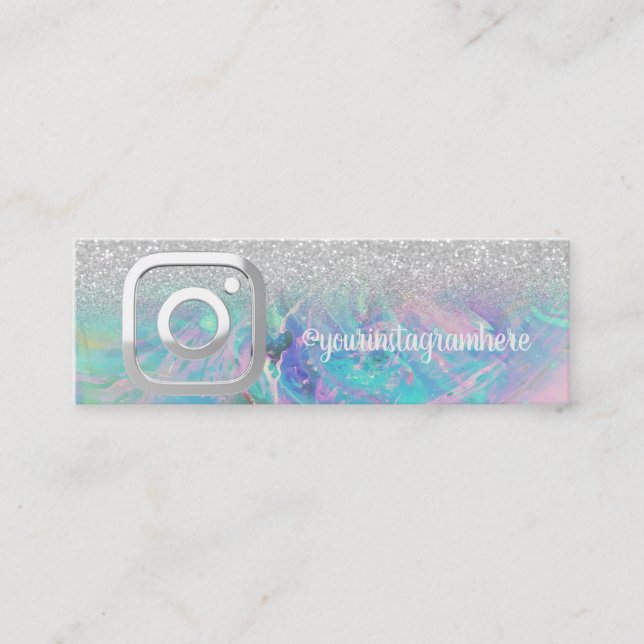 Opal Silver Bokeh Instagram Social Media Mini Visitenkarte (Vorderseite)