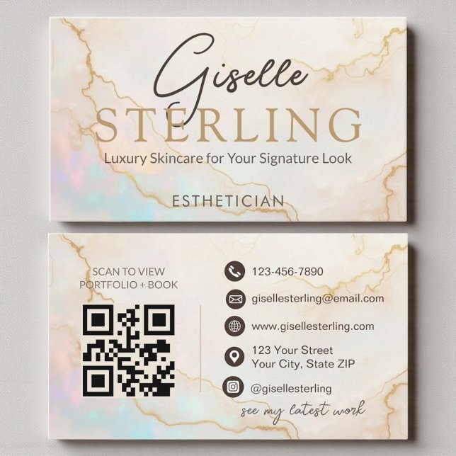 Opal Stein Esthetiker QR Code Visitenkarte (Von Creator hochgeladen)