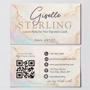 Opal Stein Nageldesign QR Code Visitenkarte