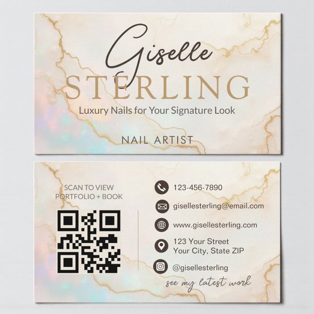 Opal Stein Nageldesign QR Code Visitenkarte (Von Creator hochgeladen)