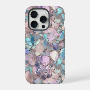 Opal Stone Pastel Shimmer Texturmuster iPhone 15 Pro Hülle