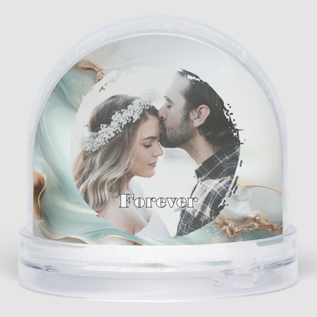 Opal Teal Keepsake Wedding Party Gift Schneekugeln (Rückseite)