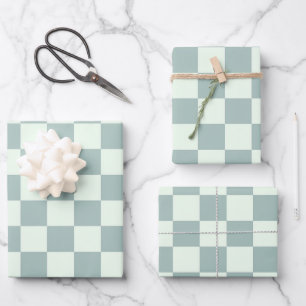 Opal- und Honeydew-Checkerboard Geschenkpapier Set