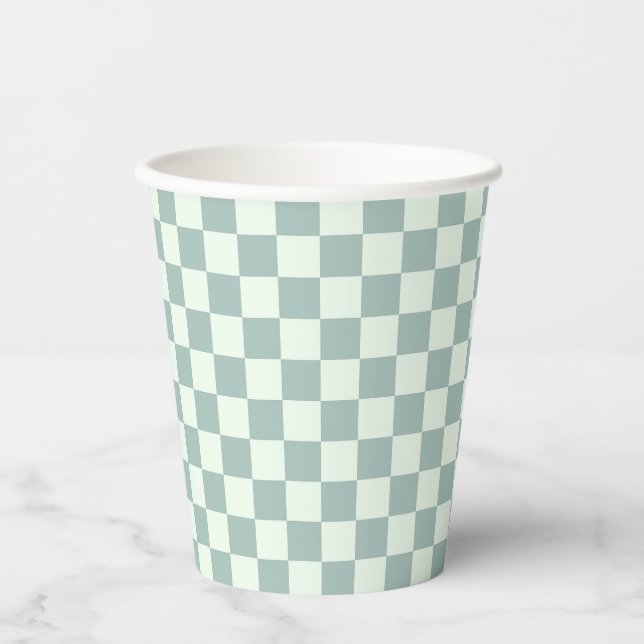 Opal- und Honeydew-Checkerboard Pappbecher (Vorderseite)