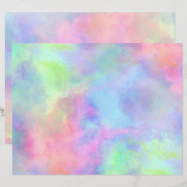 Opal-Wasserfarbspritzer: Papierblatt (Vorne/Hinten)