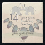 Opale und Elefanten zum 14. Hochzeitstag Steinuntersetzer<br><div class="desc">Was für ein hübsches,  nachdenkliches und bedeutsames Geschenk für ihren 14. Hochzeitsjubiläum; diese Marmor-Untersetzer mit meinen originalen Elefanten- und Opal-Grafiken. Ich bin auch bereit,  eine für Sie zu entwerfen,  mit Ihrer persönlichen Illustration,  die nur für Sie gemacht ist,  einfach zu schreiben und ich komme gleich zurück!</div>
