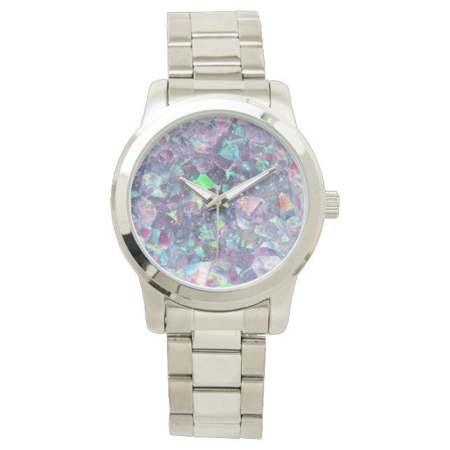 Opaleszenz Geode Kristall - Lila/blau, Armbanduhr (Vorderseite)