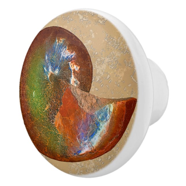 Opalisierte Sphenodiscus Lenticularis Ammonite Kno Keramikknauf (Rechts)