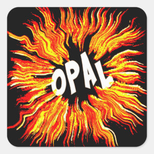 Opalnamensstern auf Feuer Quadratischer Aufkleber