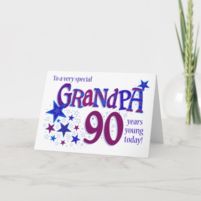 Opa's 90. Geburtstagskunst mit Sternenkarte Feiertagskarte (Vorderseite)
