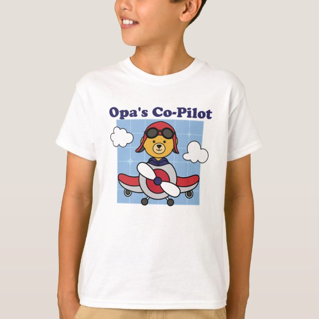 Opas Co-Pilot - Niedliches Flugzeug T-Shirt (Vorderseite)