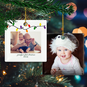 Opa's erstes Weihnachtsfest bunte Weihnachtslichte Keramikornament