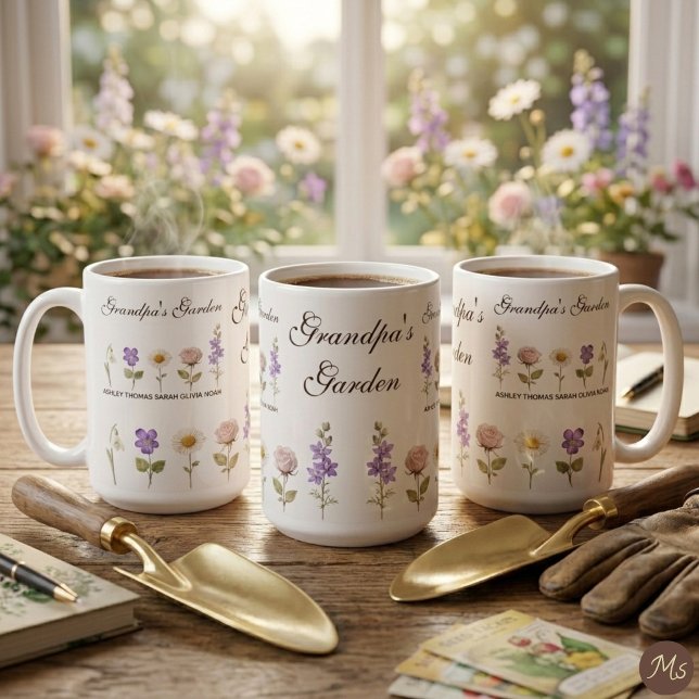 Opa's Garten 5 Florale Geburtsmonatsblumen Kaffeetasse (Von Creator hochgeladen)