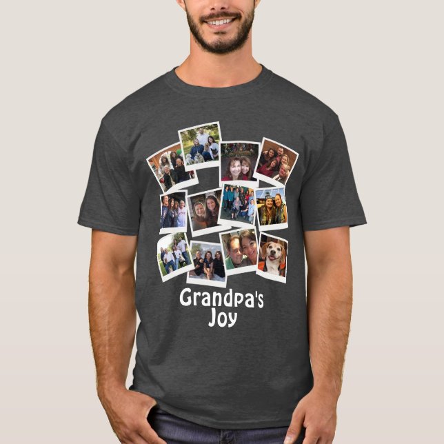 Opa's Joy Foto Frame Collage Modern Trendy T-Shirt (Vorderseite)