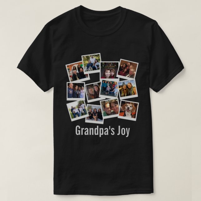 Opa's Joy Foto Frame Collage Modern Trendy T-Shirt (Design vorne)