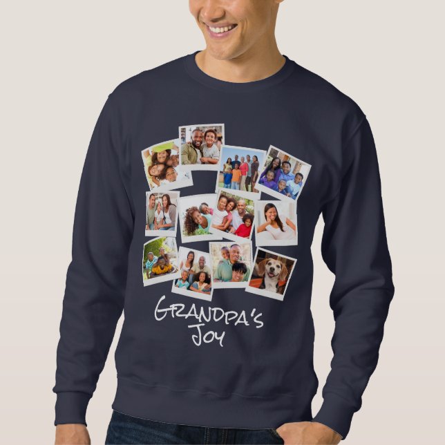 Opa's Joy Foto Frame Collage Modern Trendy T Sweatshirt (Vorderseite)