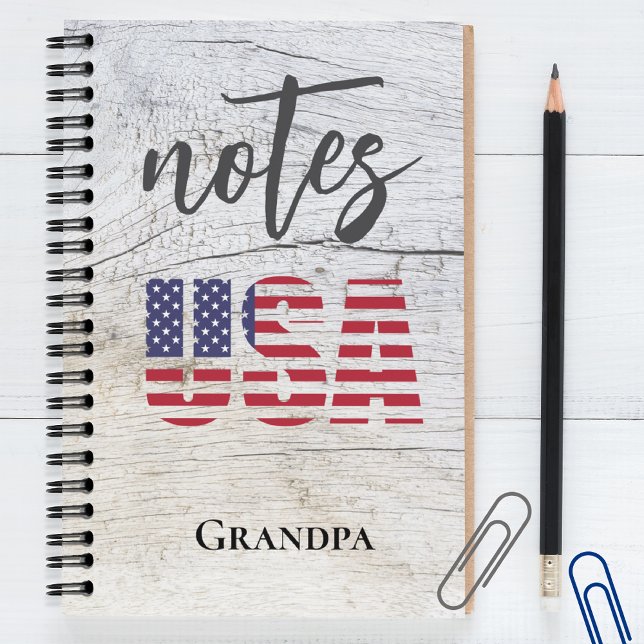 Opa's Name, Patriotic USA Flag Spiral Notebook Notizblock (Von Creator hochgeladen)